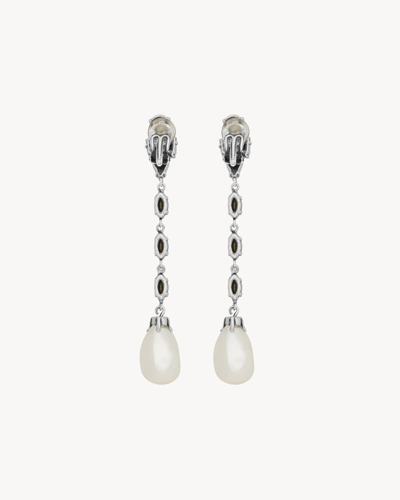 SAINT LAURENT PEARL DROP EARRINGS IN METAL outlook