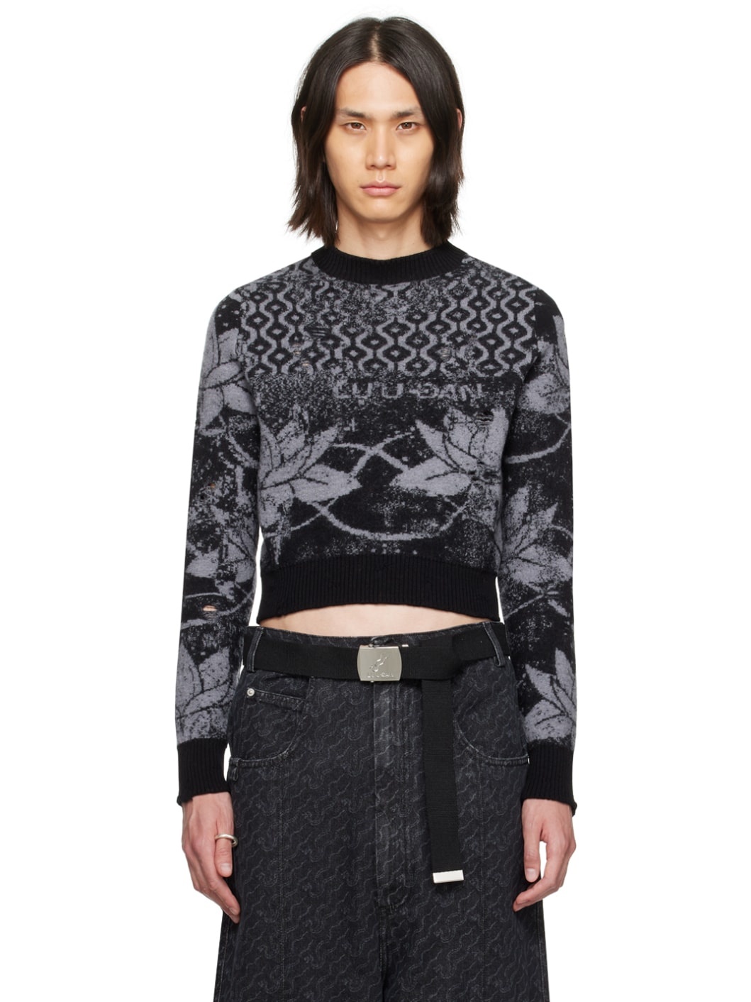 Black & Gray Shrunk Sweater - 1