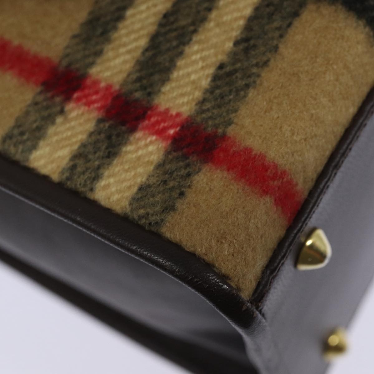 Burberry Nova Check Shoulder Bag Wool Beige Gold - 15