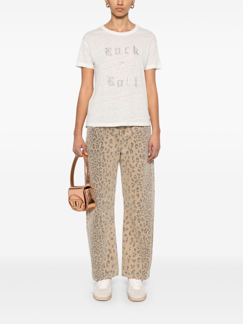 rhinestone-slogan T-shirt - 2