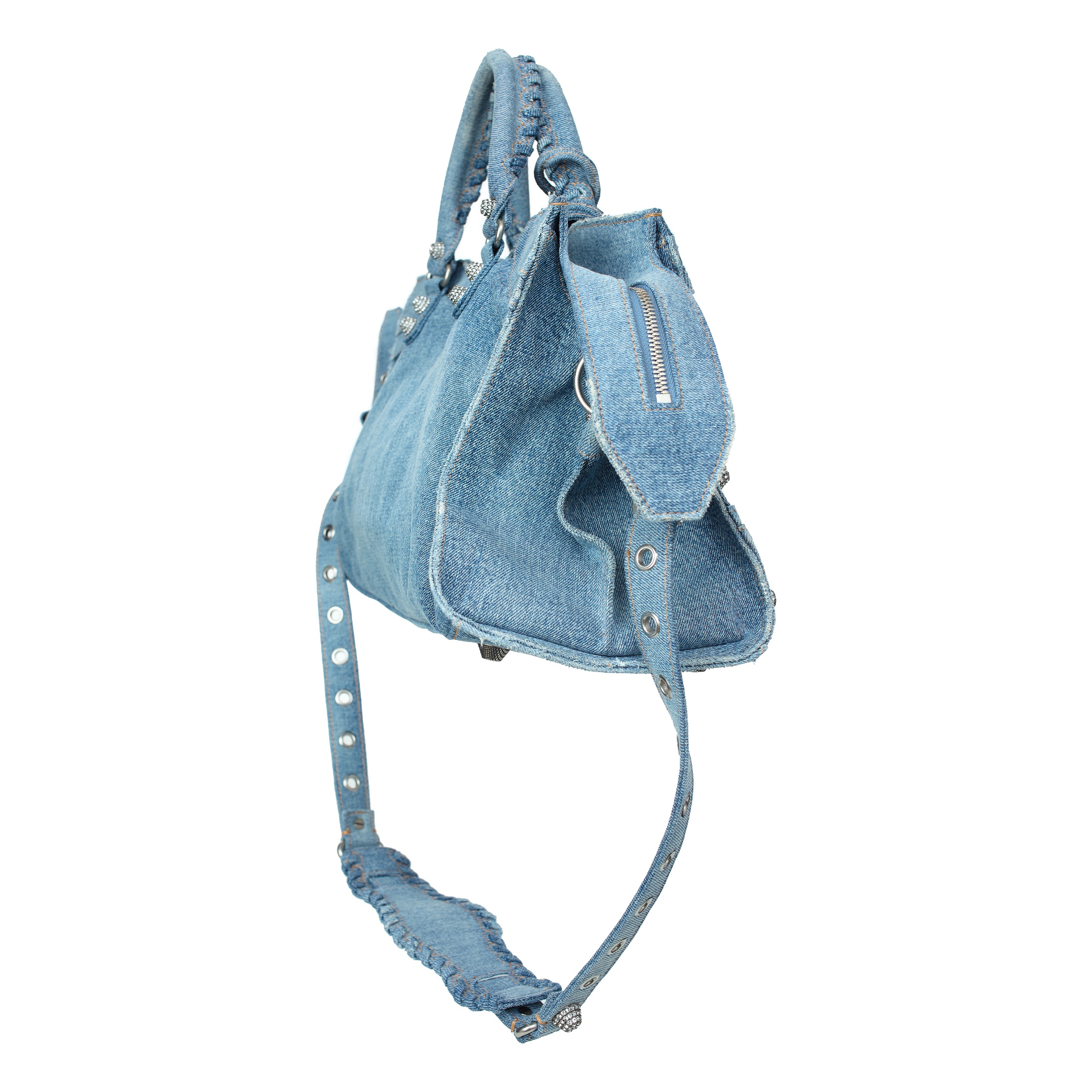 NEO CAGOLE DENIM BAG WITH RHINESTONES - 4