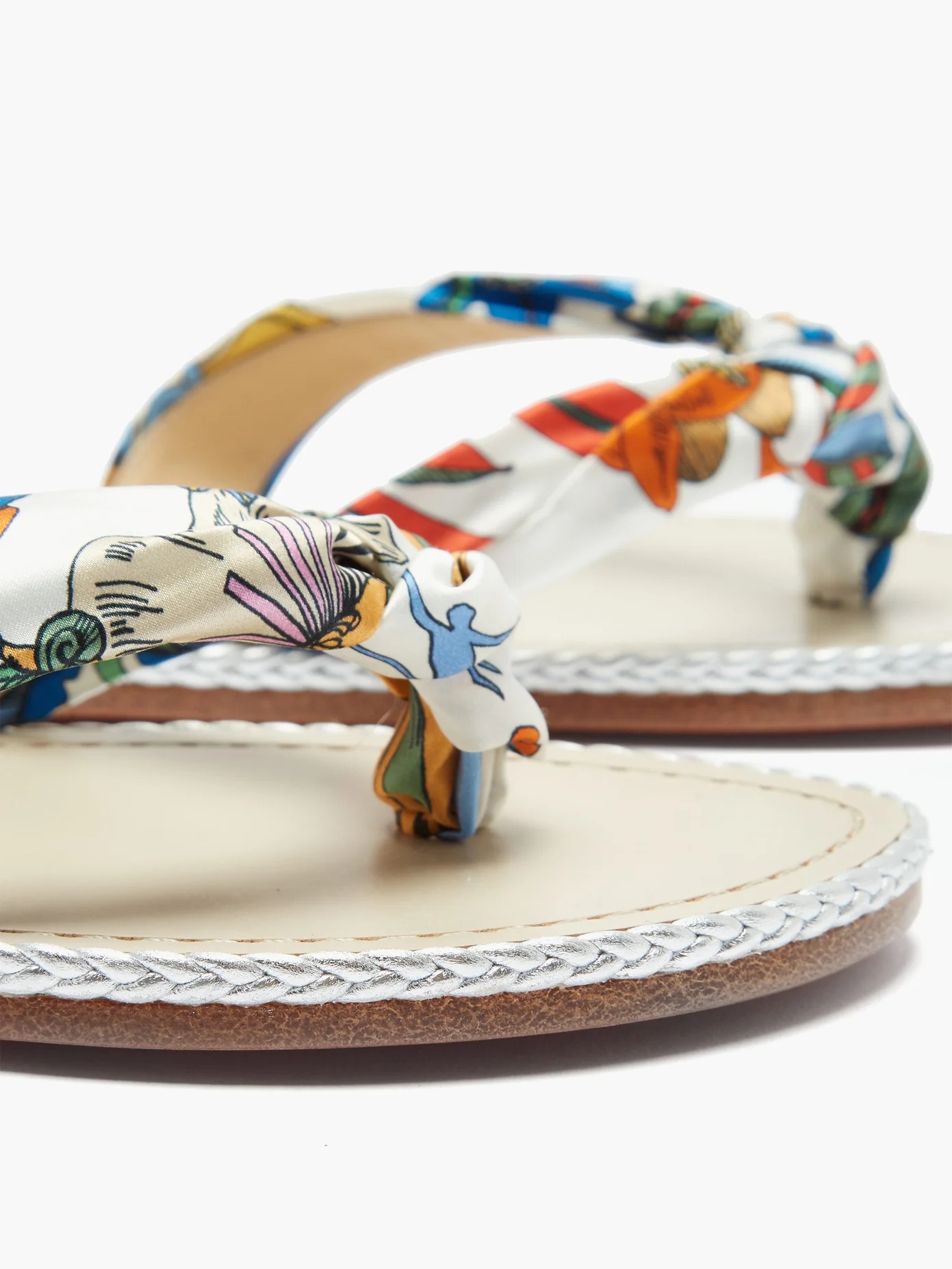 Spetsos Botanical-print satin sandals - 6