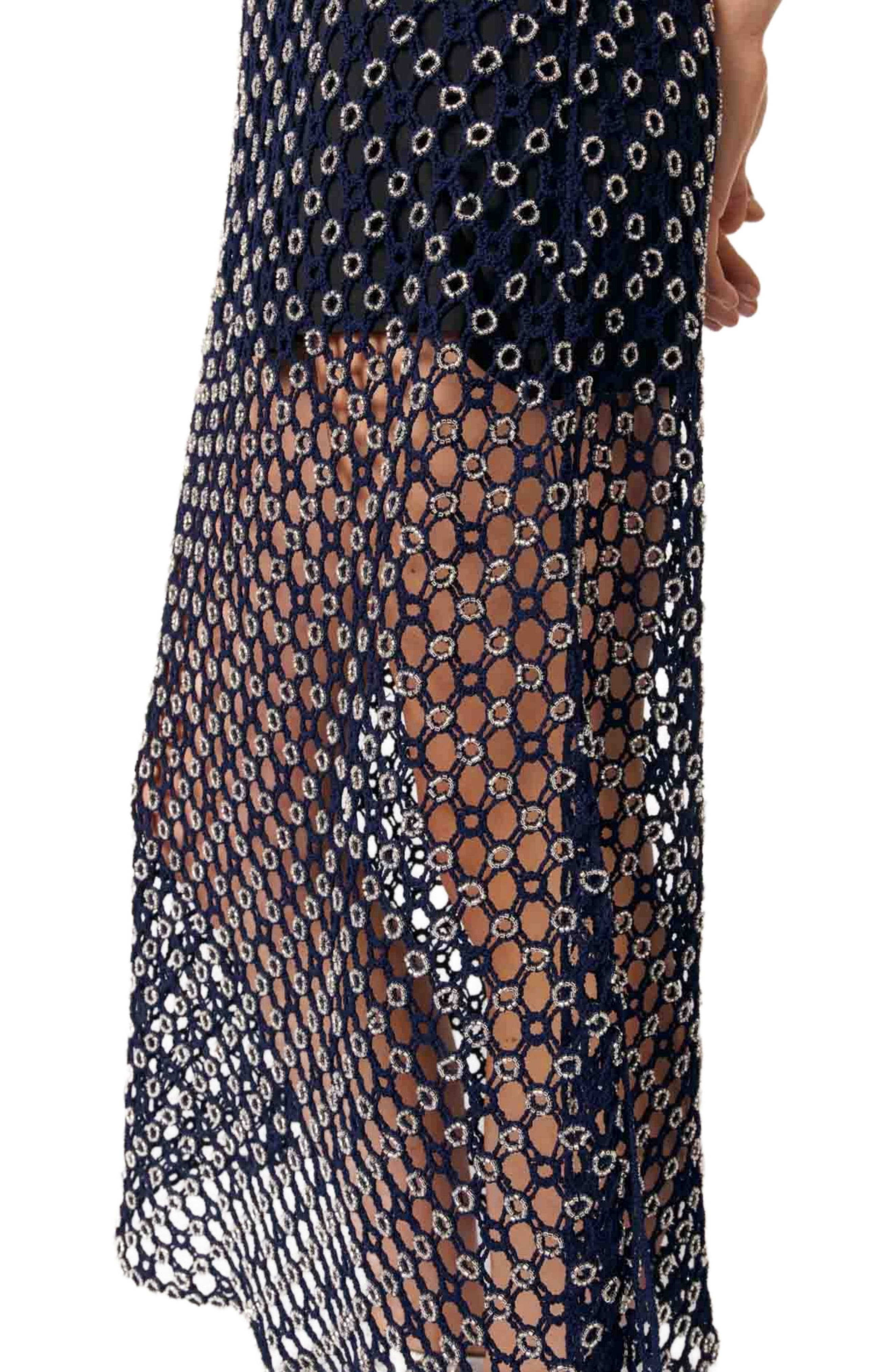 maje Beaded crochet maxi dress in Navy at Nordstrom - 5
