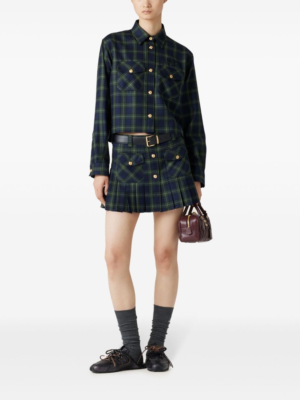 pleated tartan miniskirt - 2