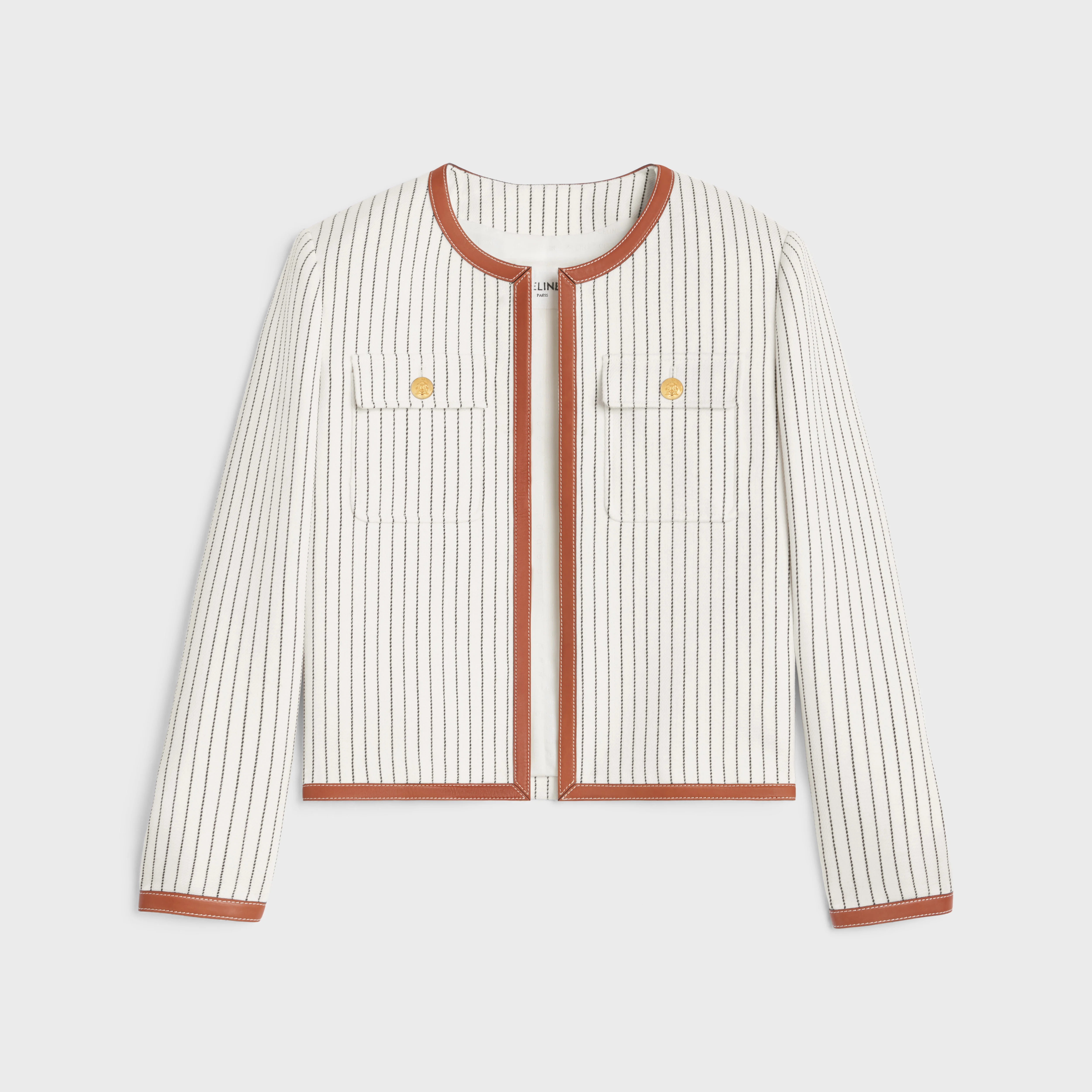 ジャケット Celine Celine Chelsea Crew-Neck Blazer NWT CELINE Brown Double Houndstooth Chelsea Jacket/Blazer F