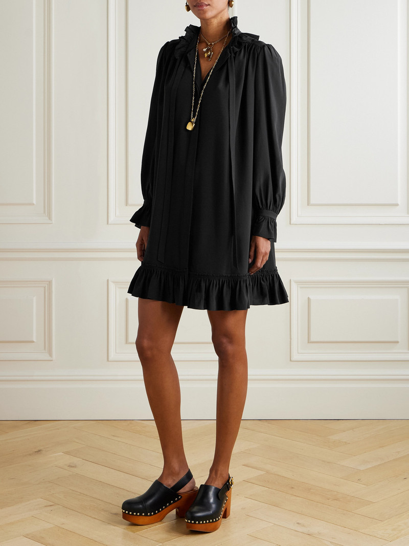 Chloé Pussy-bow Ruffled Organic Silk-crepe Mini Dress outlook