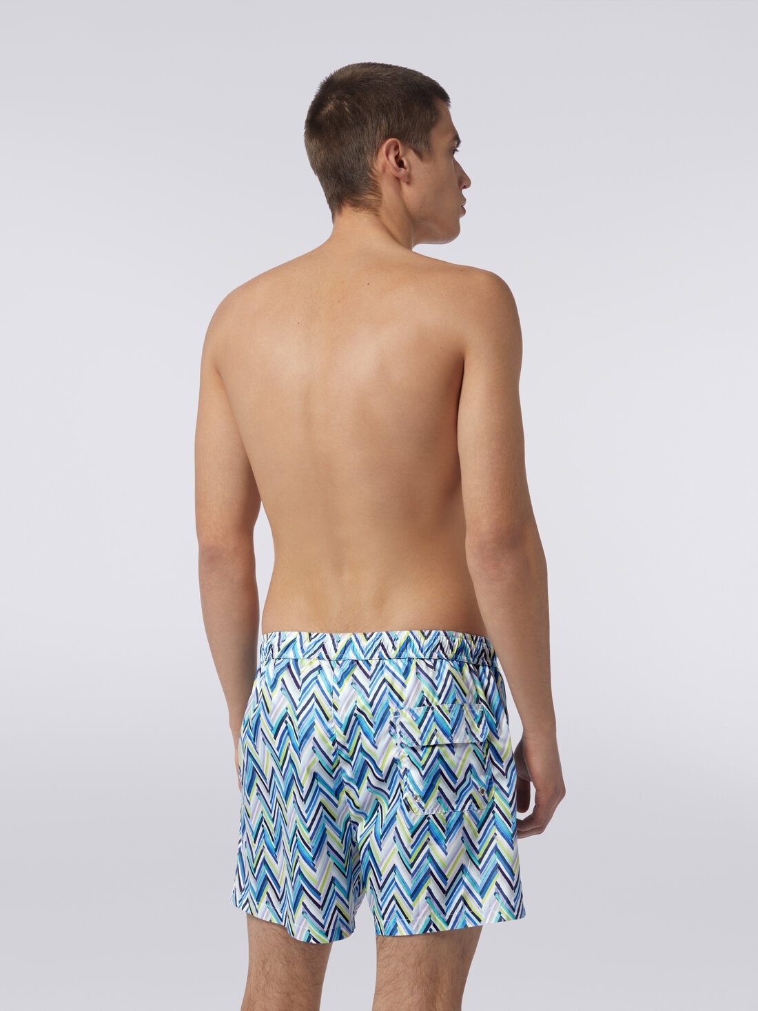 Swimming trunks with brushstroke effect zigzag print - 4