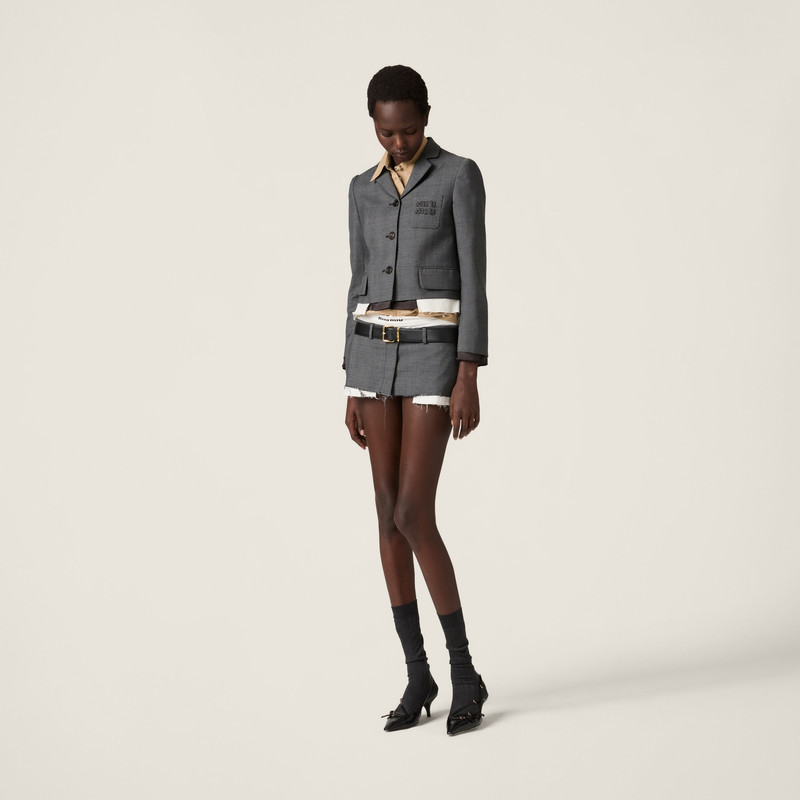 Miu Miu Single-breasted Prince of Wales check jacket outlook