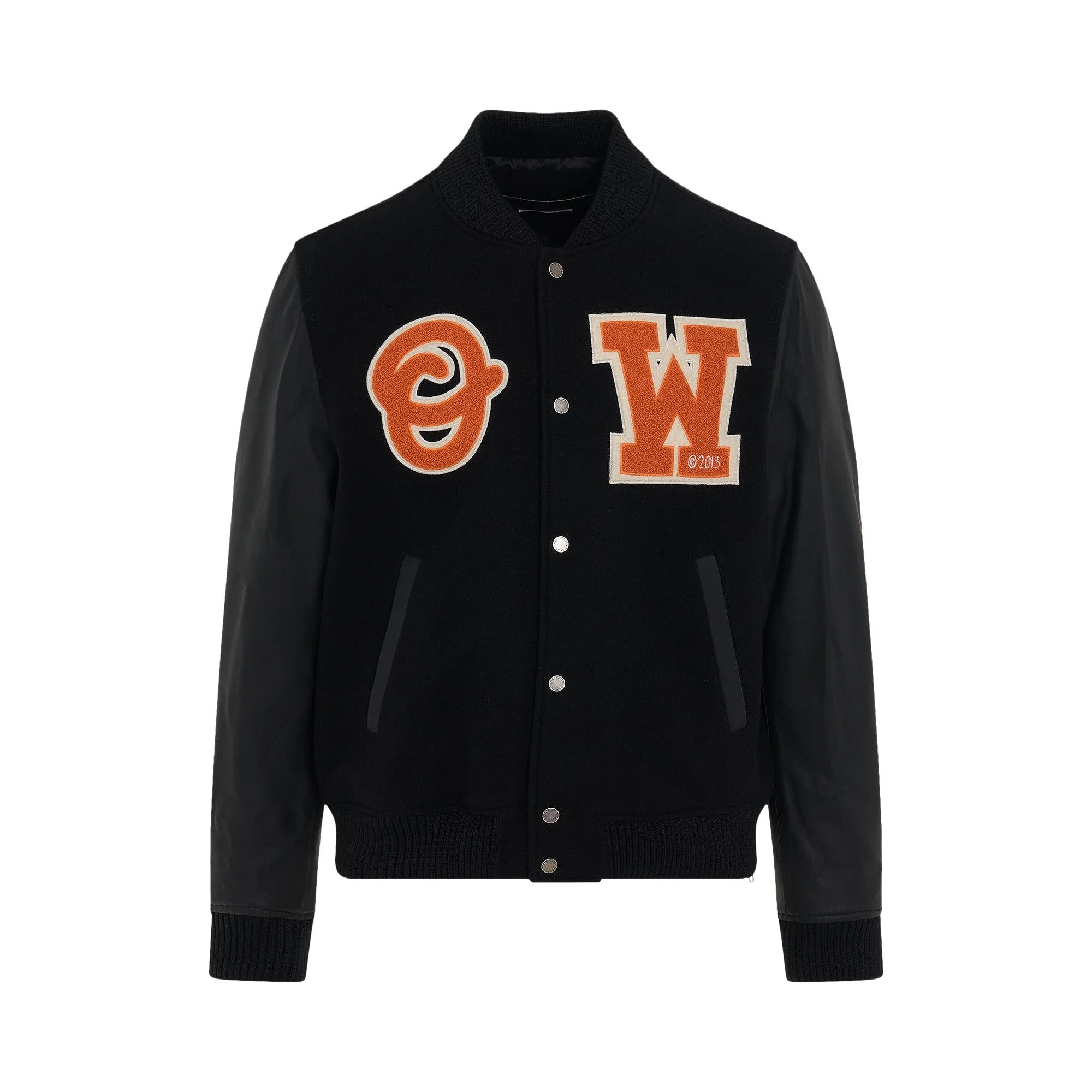 Off-White Patch Varsity Jacket 'Black/Orange' - 1
