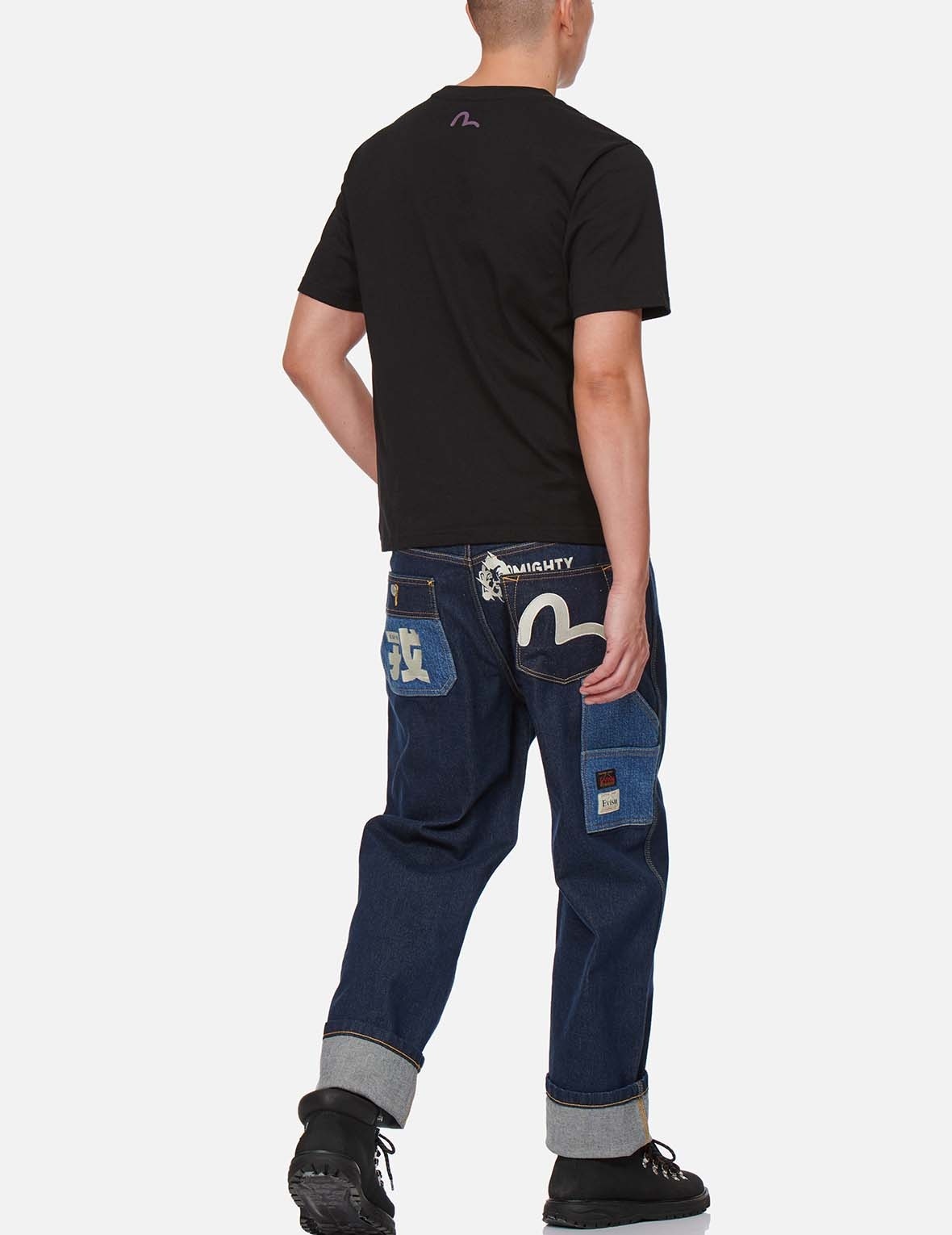SEAGULL AND KANJI EMBROIDERED REGULAR STRAIGHT FIT WORKER JEANS #2008 - 5