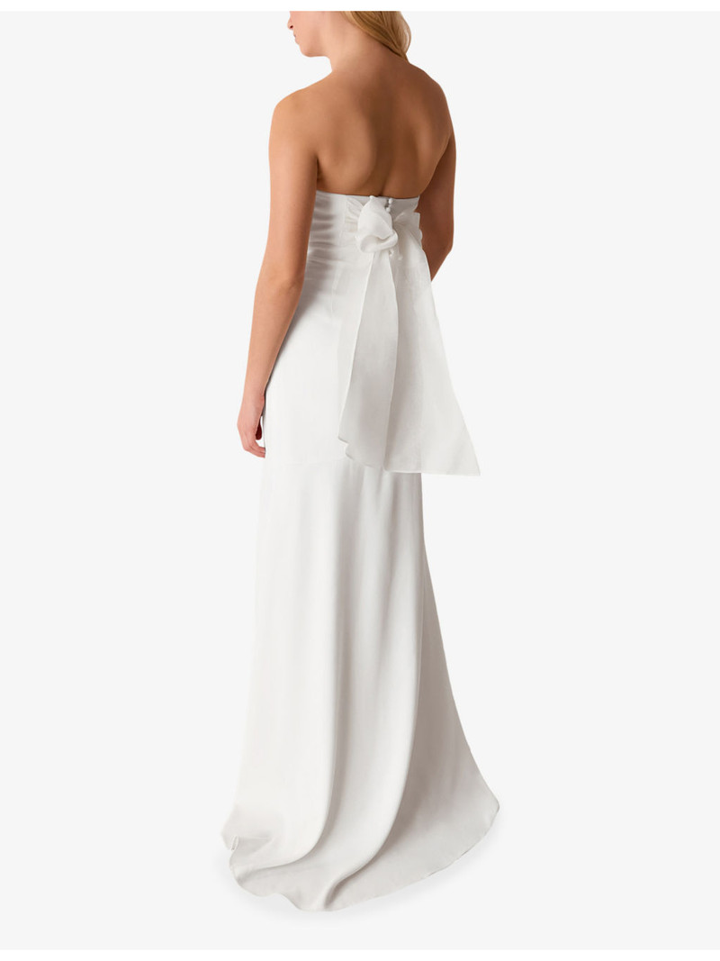 Ellis bow-detail strapless woven wedding dress 4