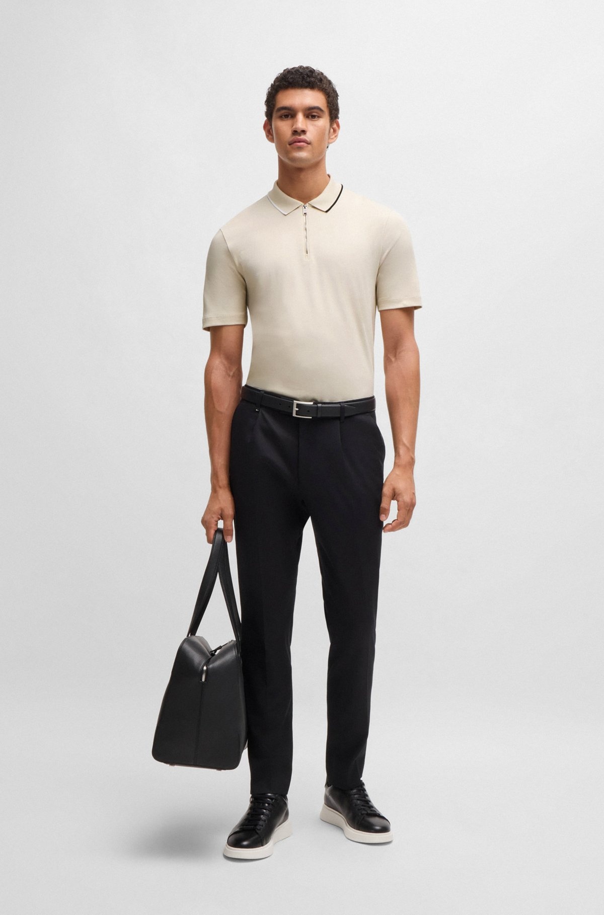 ZIP-NECK POLO SHIRT IN INTERLOCK COTTON - 4
