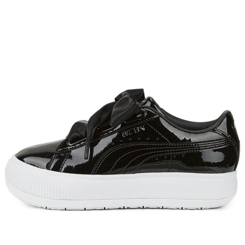 (WMNS) PUMA Suede Mayu Heart Patent 'Black White' 385967-02 1