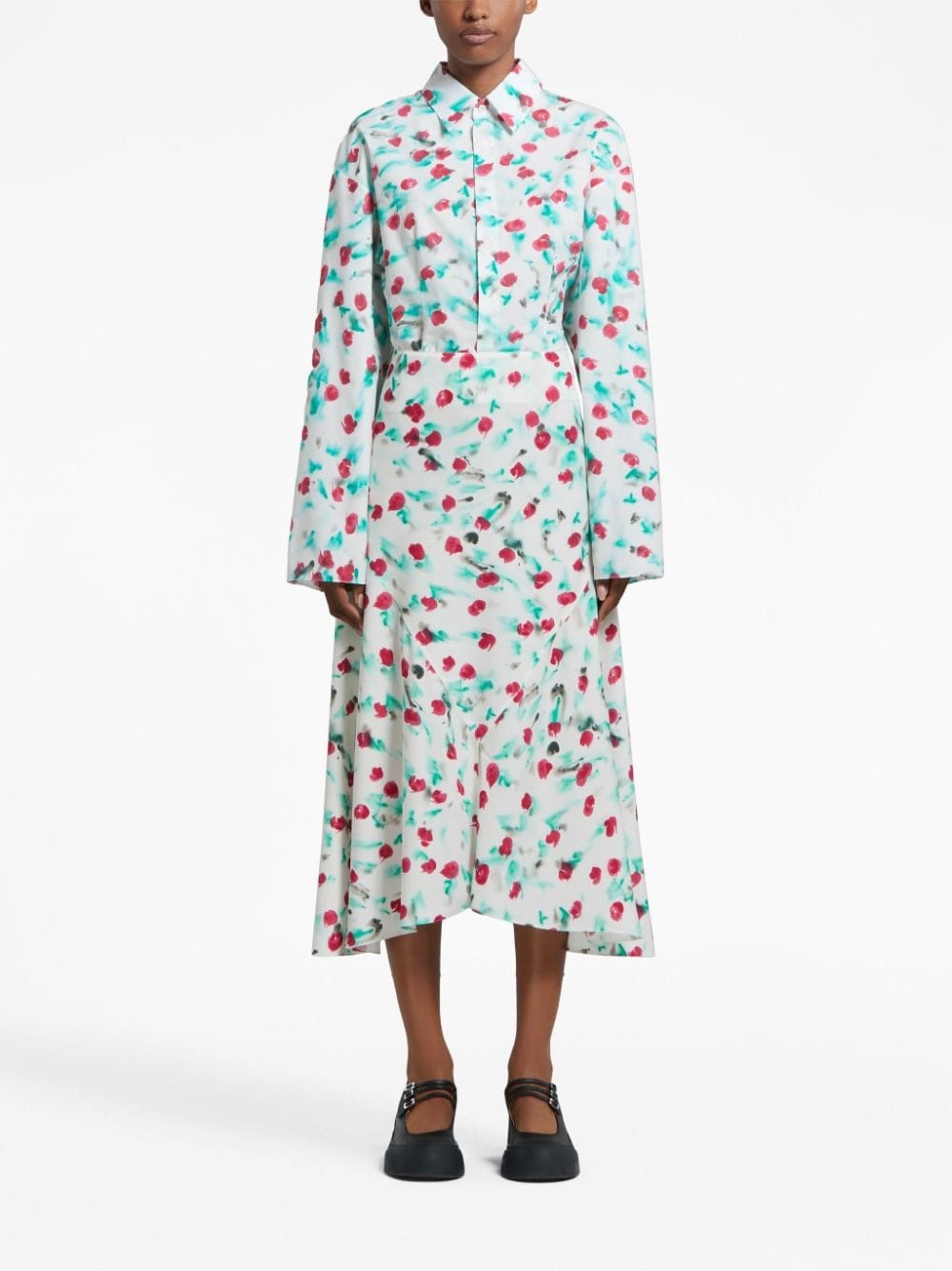floral-print A-line cotton midi skirt - 2