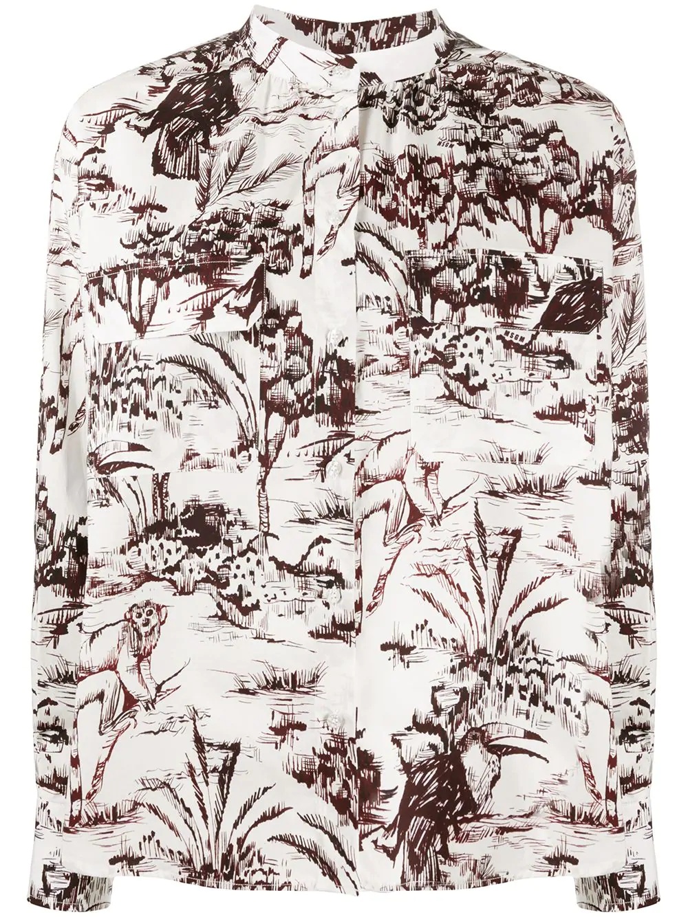 jungle print pocket blouse - 1