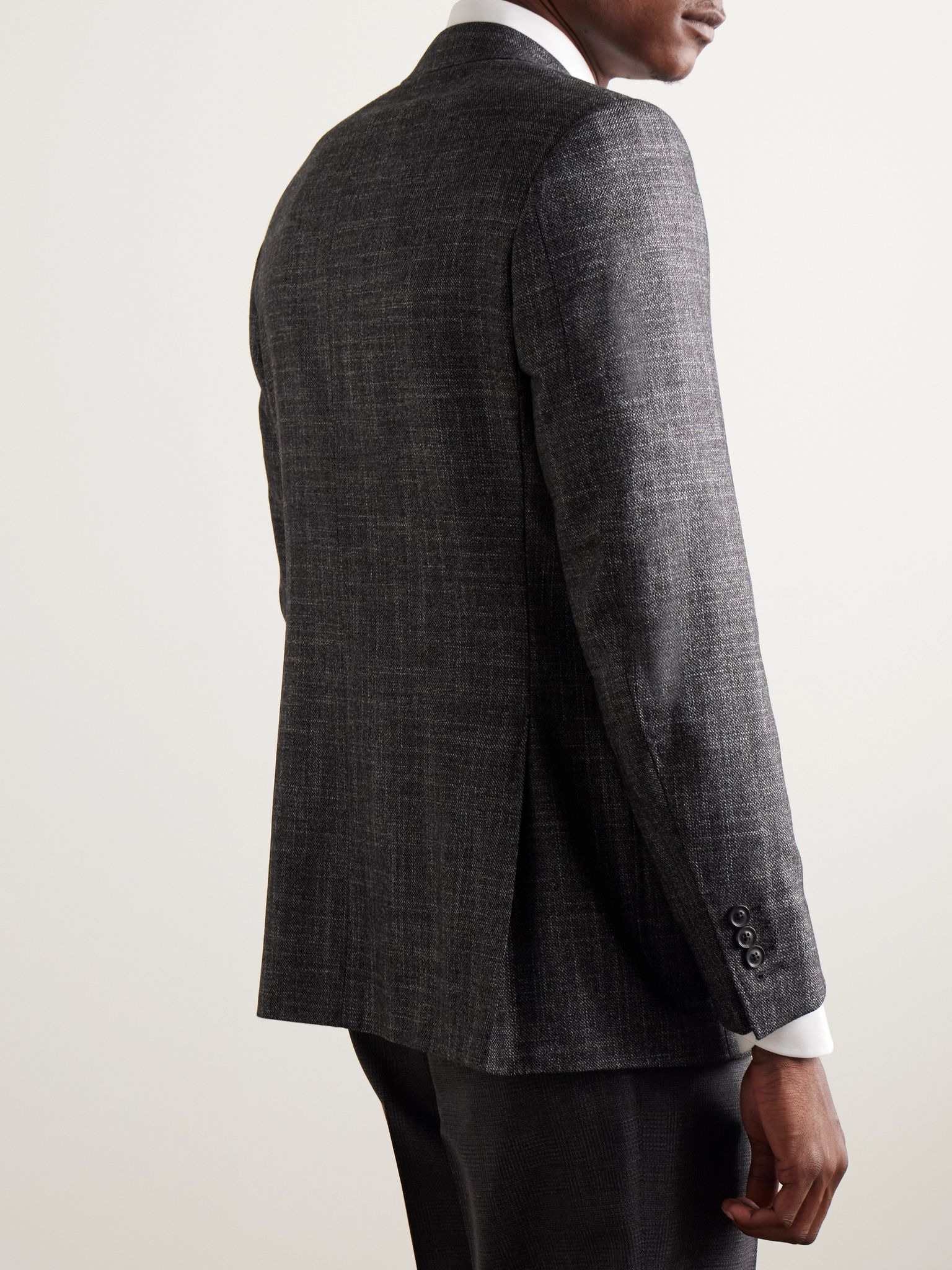 Wool, Silk and Cashmere-Blend Blazer Dark gray - 3