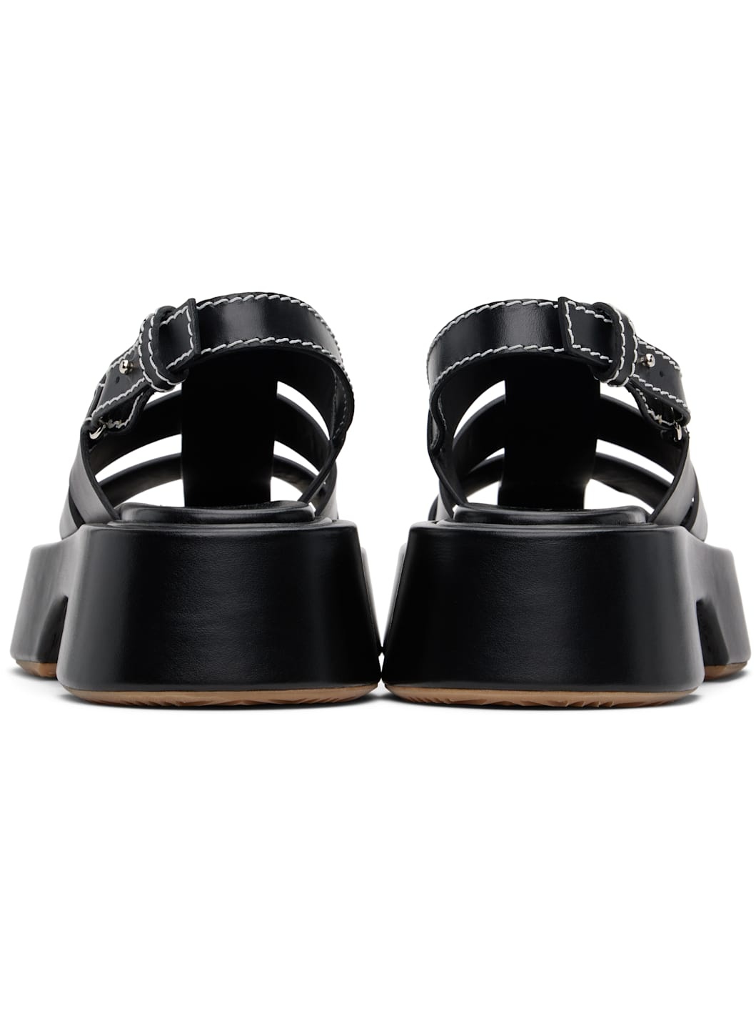 Black Stripe Platform Sandals - 2