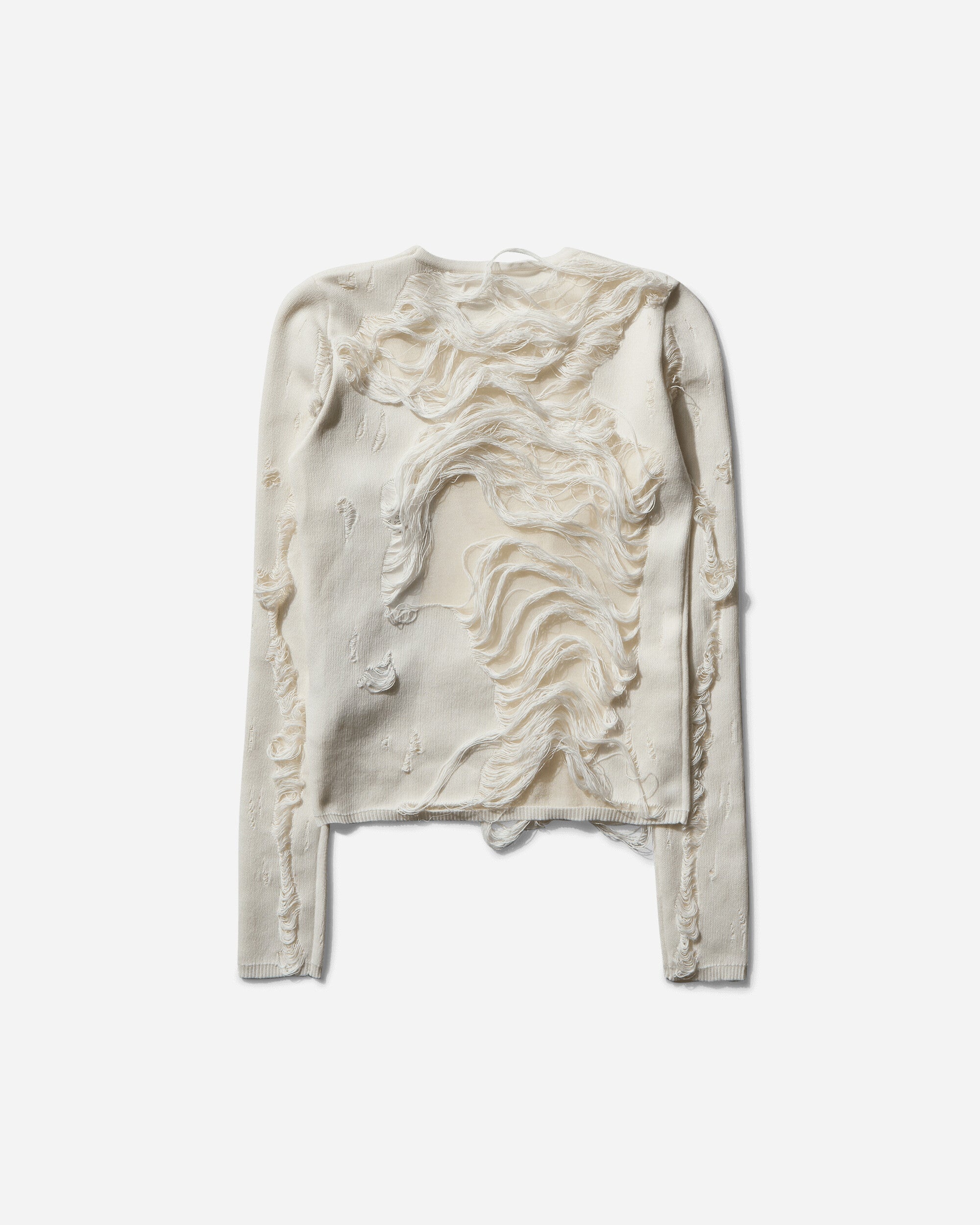 Women's Distressed Crewneck Sweater Off White - 2