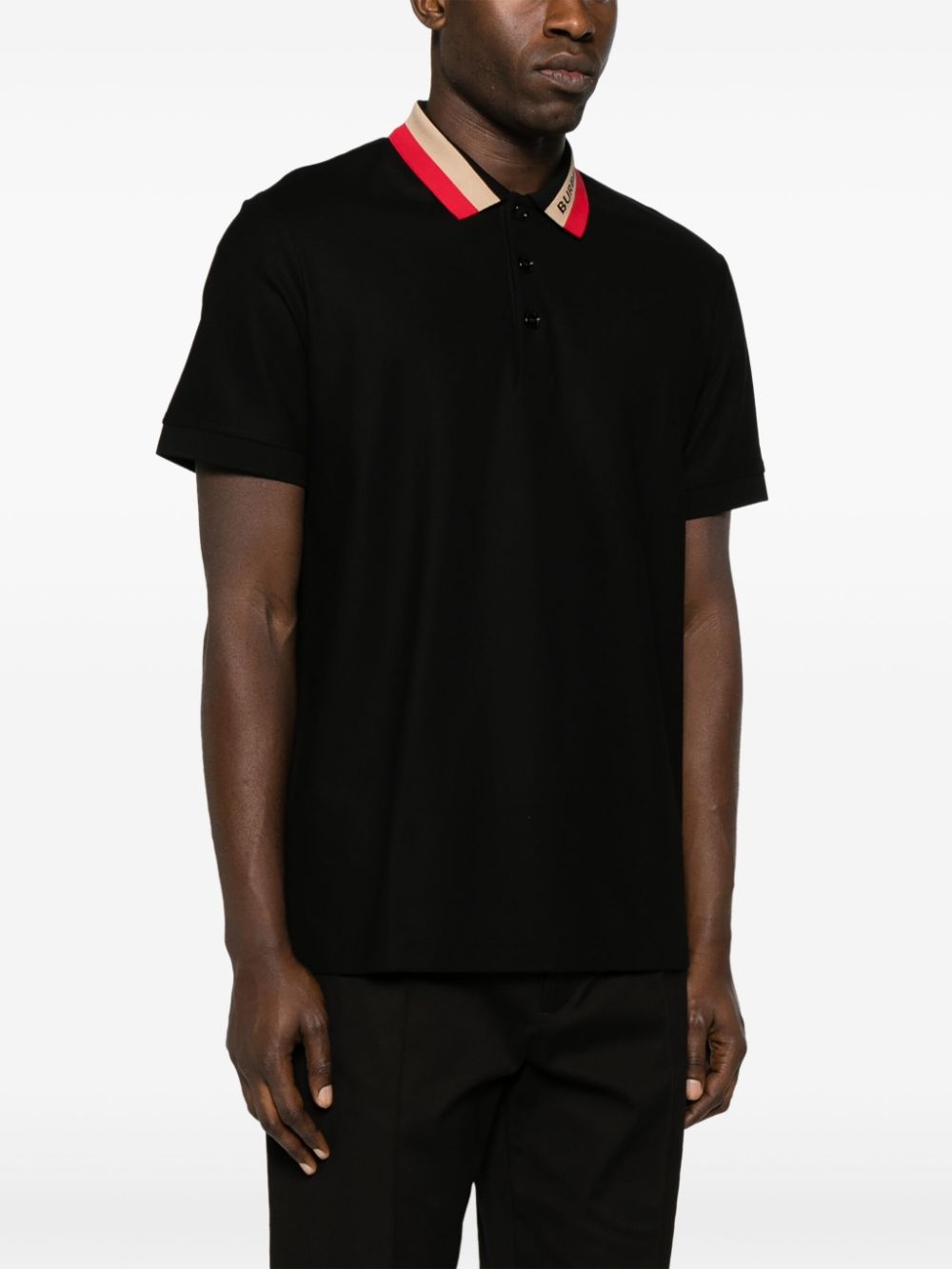 contrasting-collar cotton polo shirt - 3