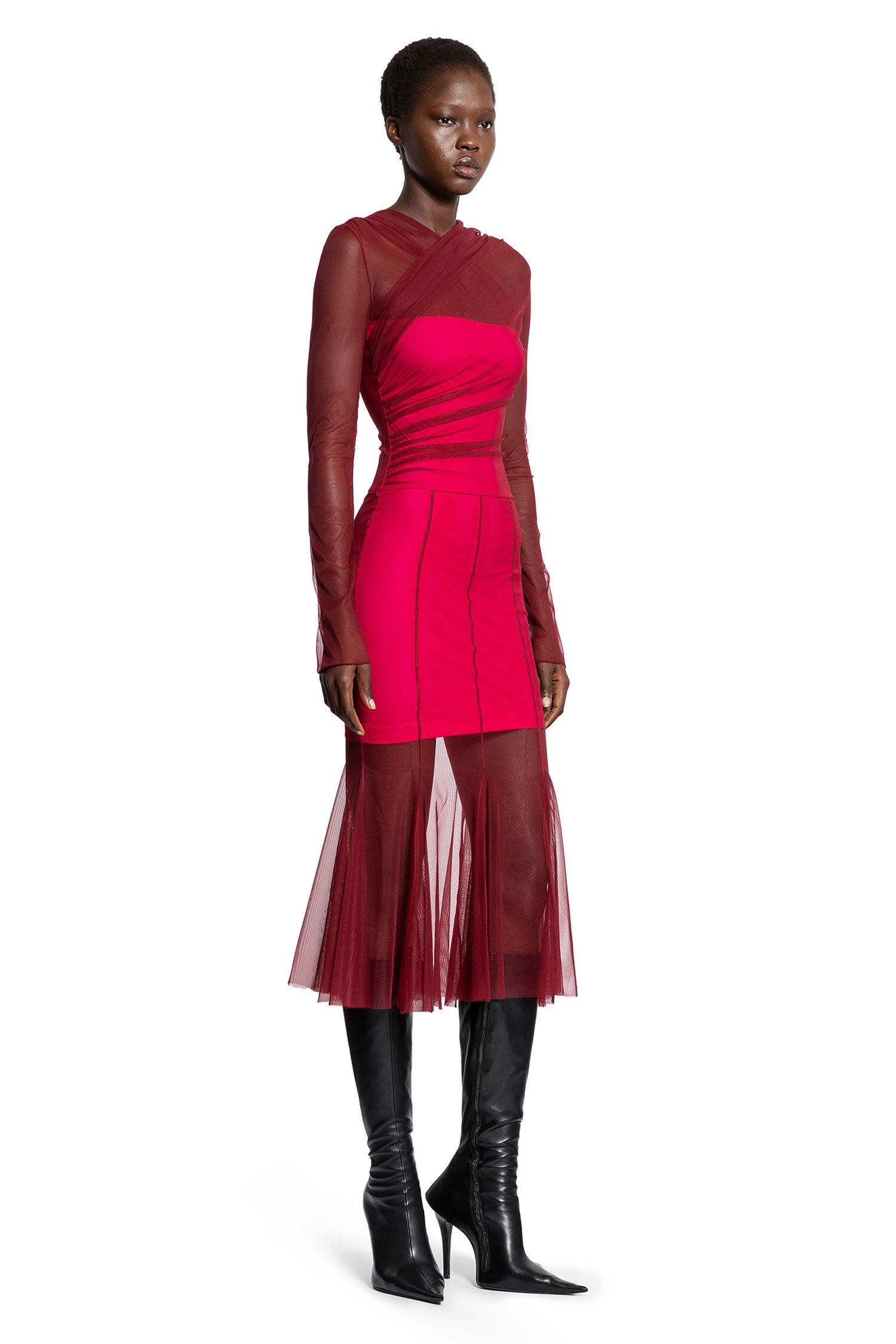 Semi-Sheer-Gathered-Dress - 3