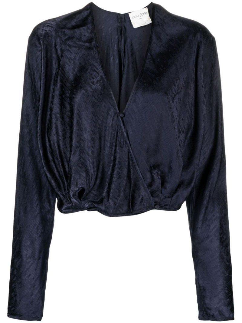 patterned-jacquard long-sleeve blouse 1
