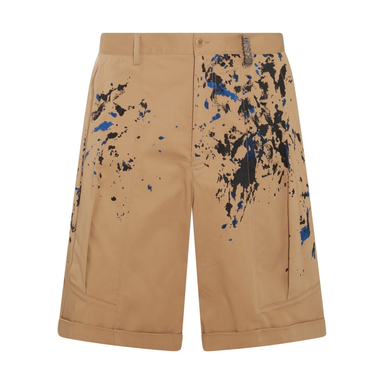 beige cotton blend shorts - 1