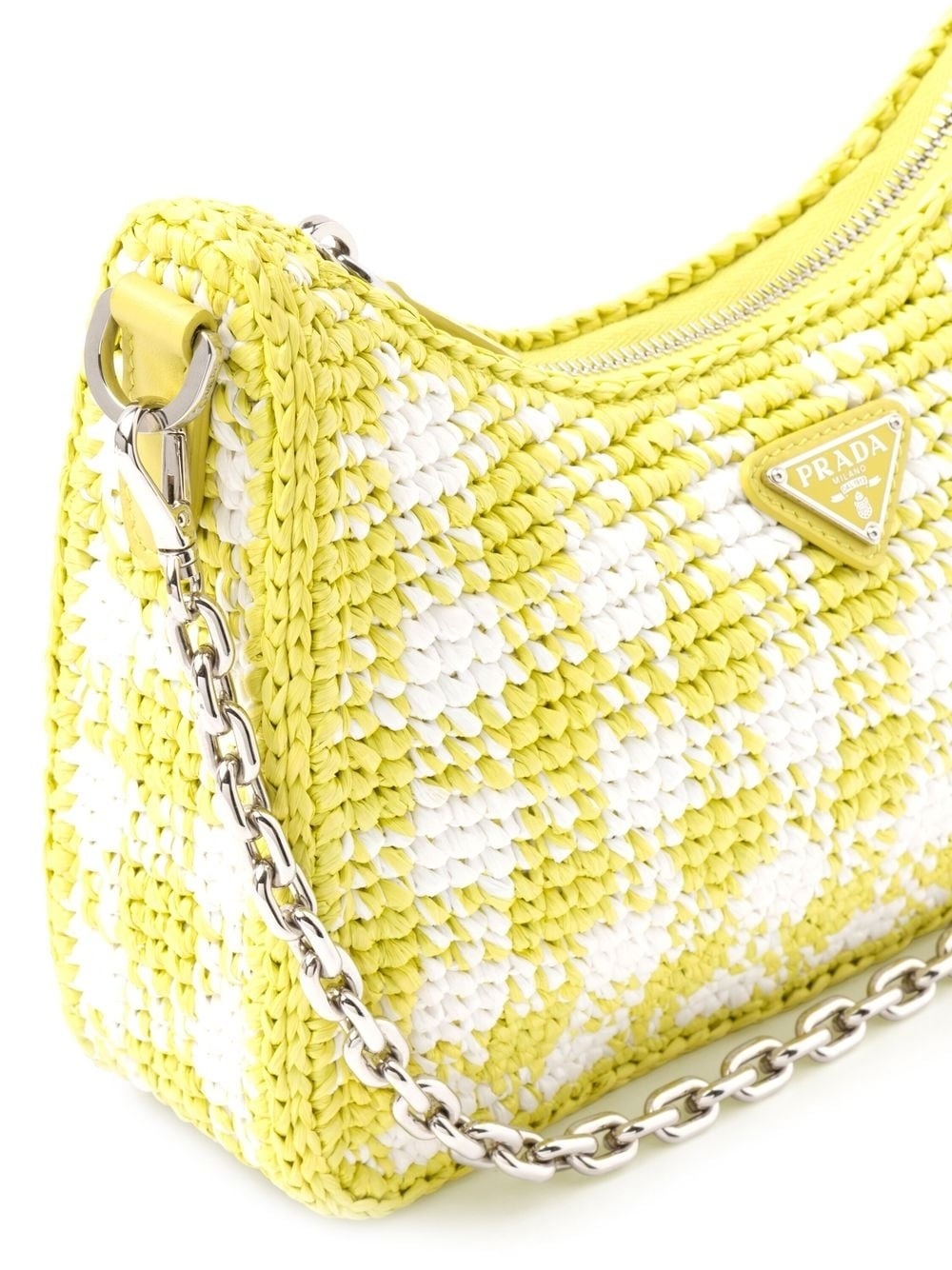 triangle-logo raffia mini bag - 6