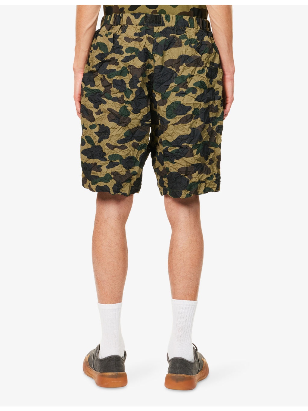 Crinkle Camo Printed Cotton Shorts - 4