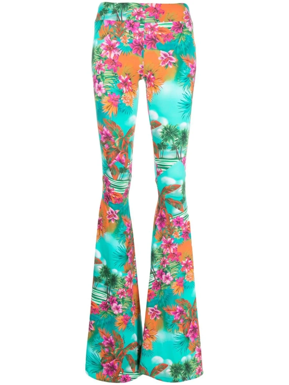 flared floral-print trousers - 1