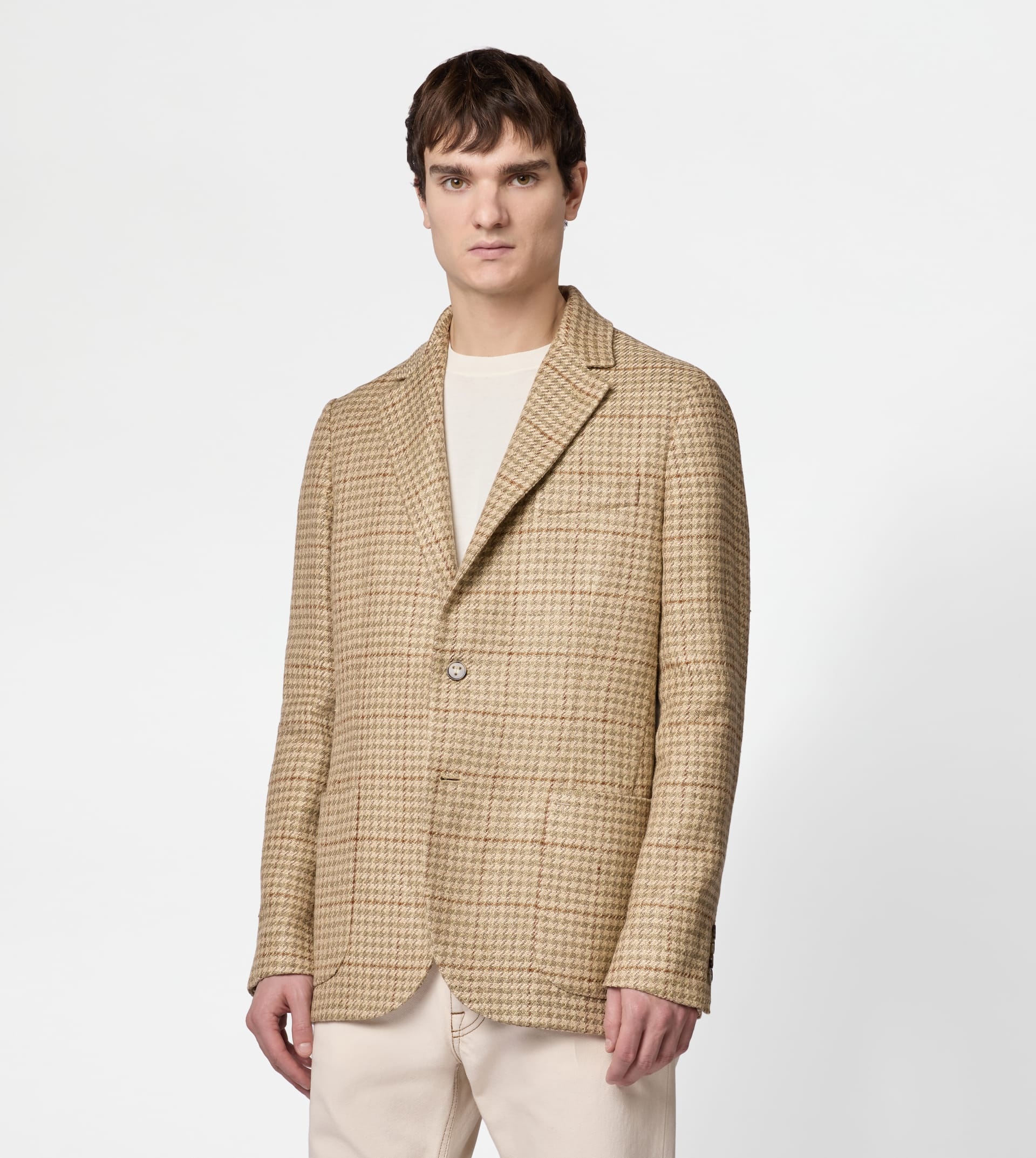 BLAZER IN SILK BLEND LINEN - BEIGE - 4