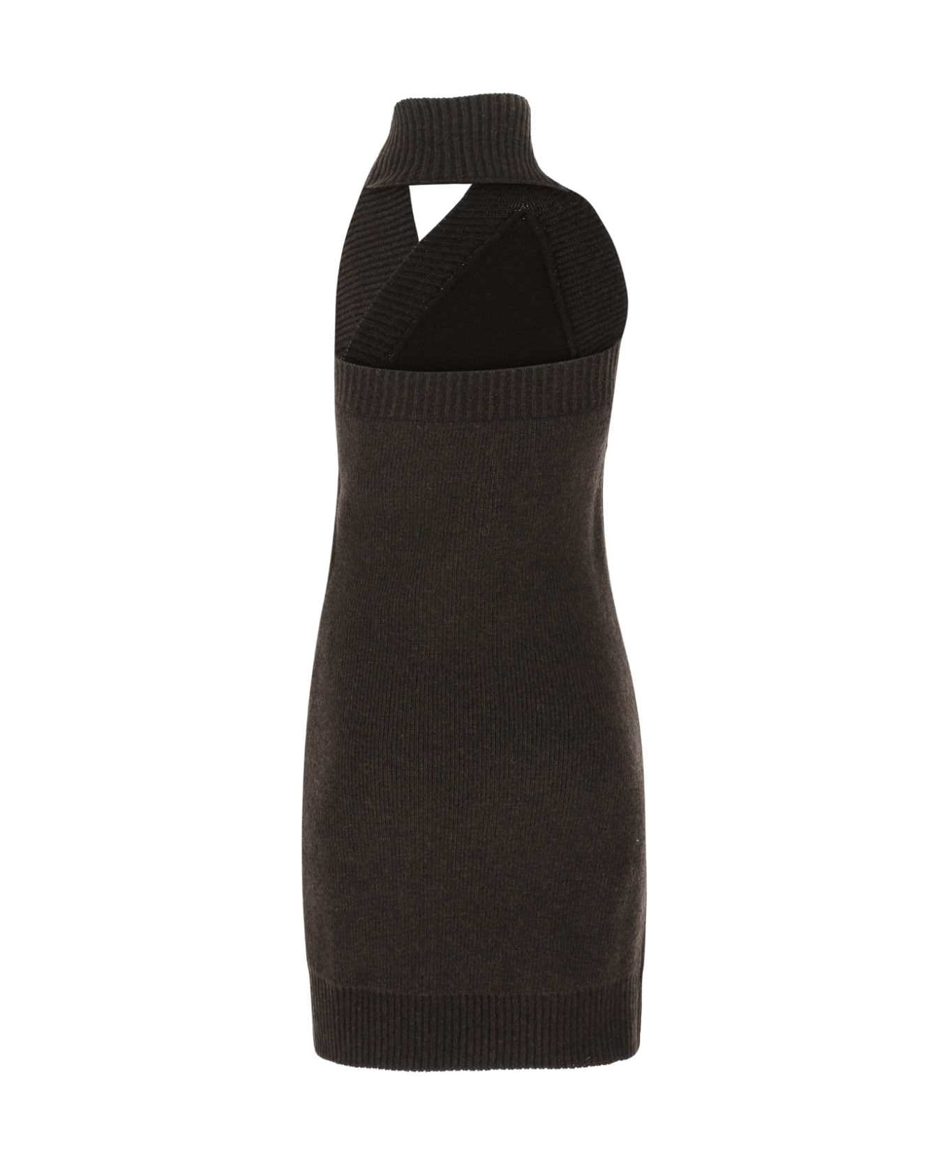 Dark Brown Wool Mini Dress - 2