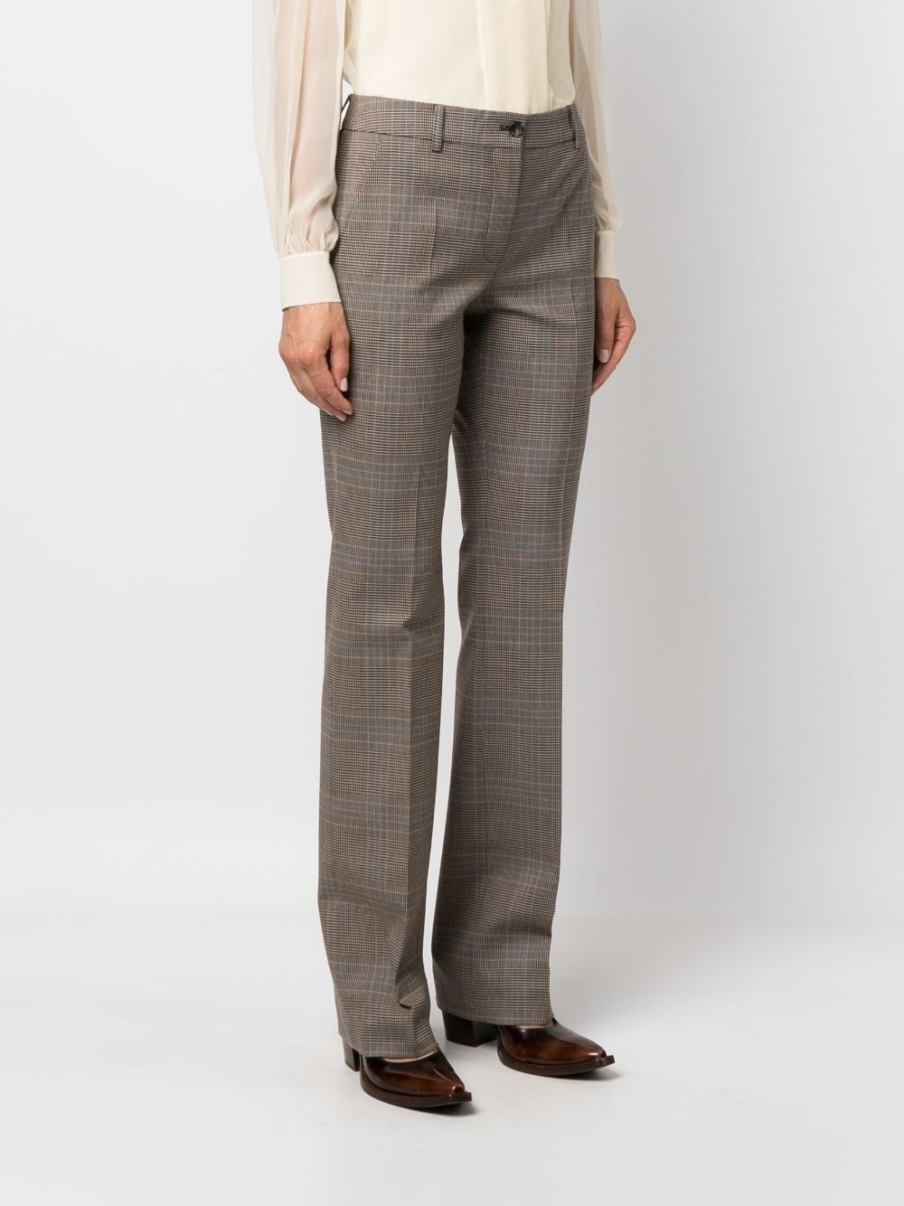 checked straight-leg trousers - 3