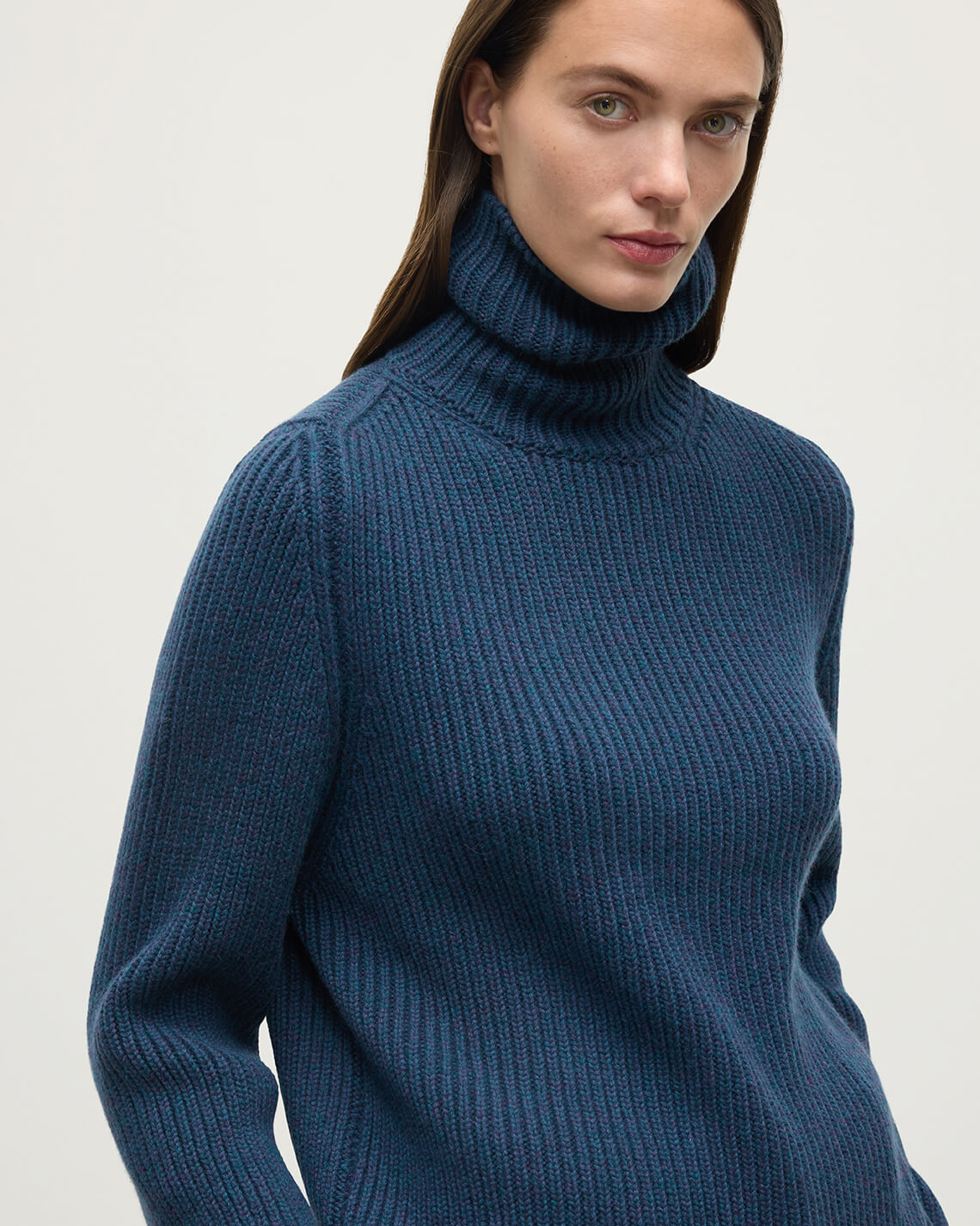 Roll-Collar Navy Cashmere Jumper - 5
