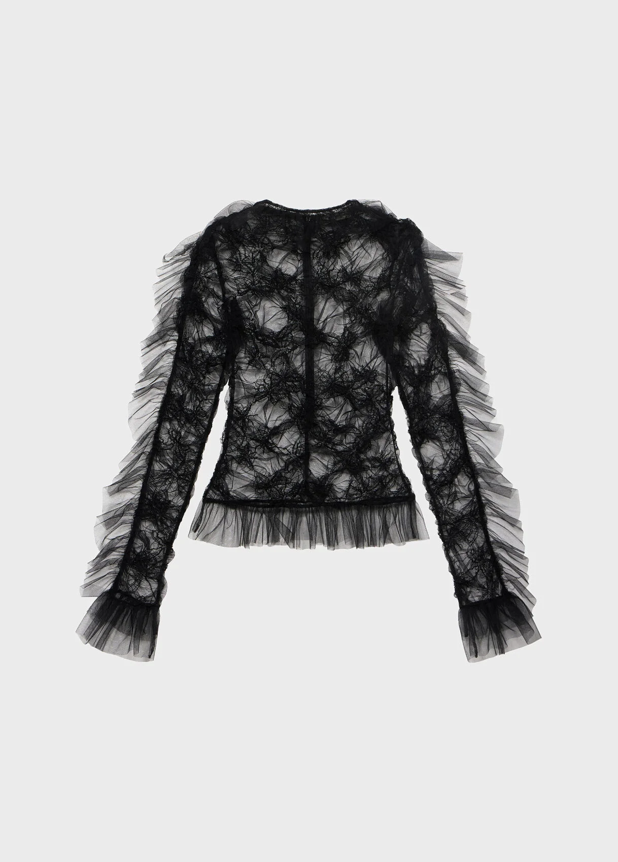 CRINKLED TULLE SWEATER WITH EMBROIDERY - 1