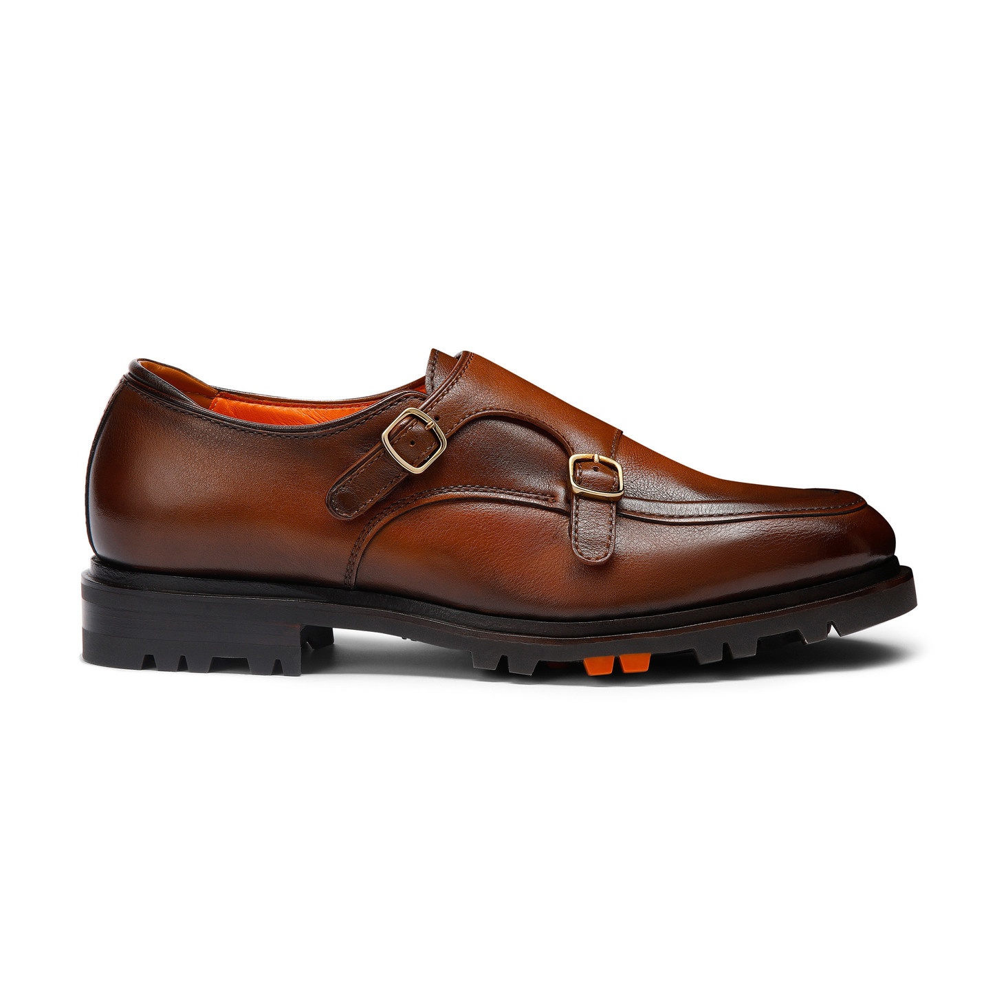 Men's brown leather double-buckle shoe - 1