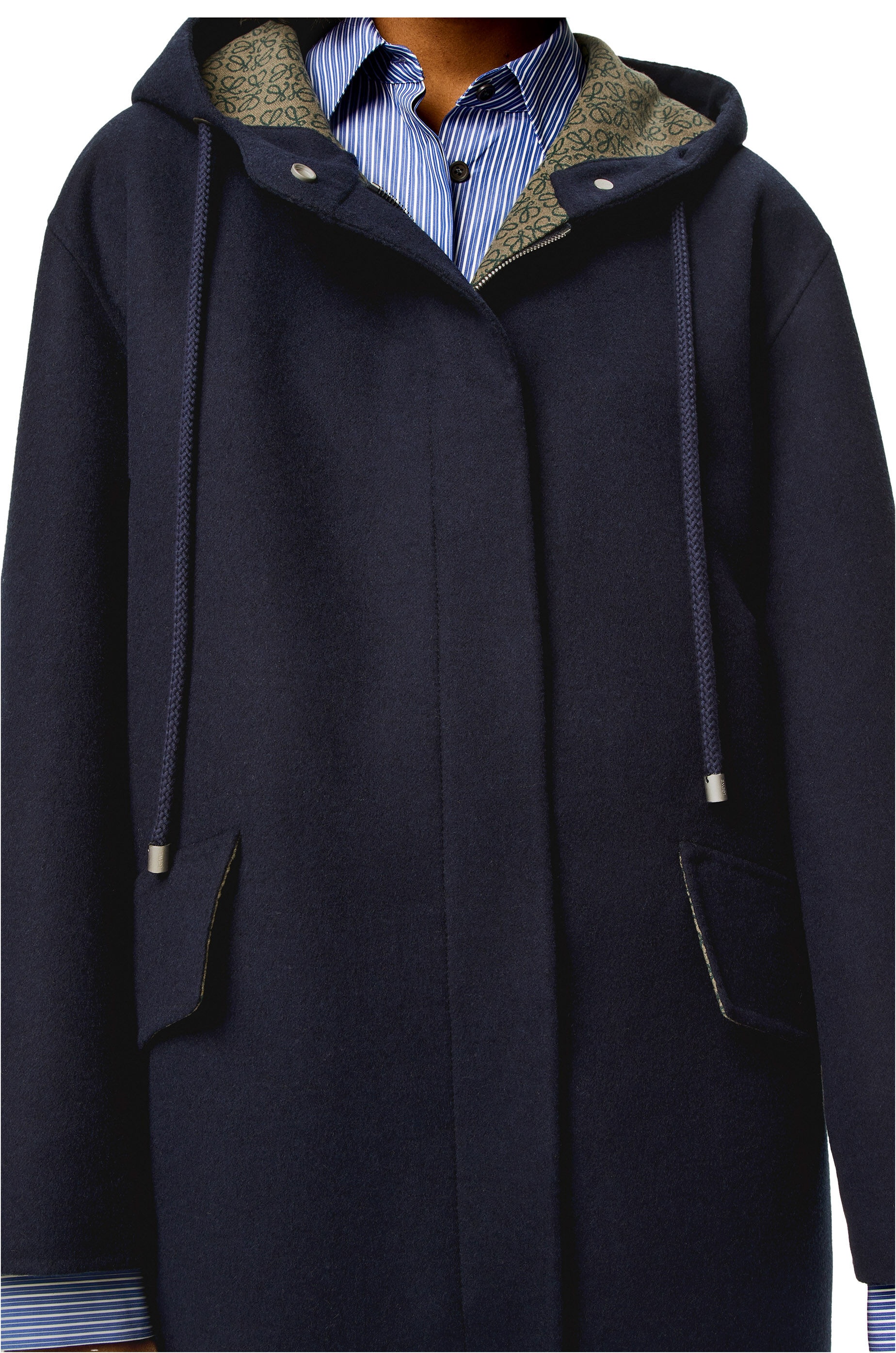 Anagram jacquard hooded coat in wool - 5