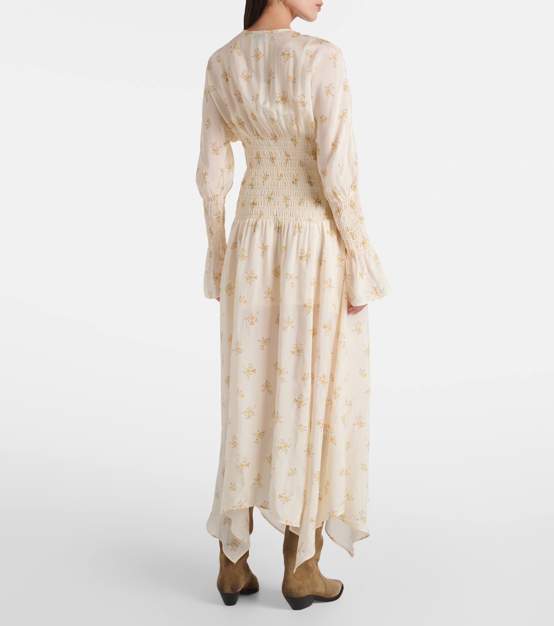 Printed smocked maxi dress - 3