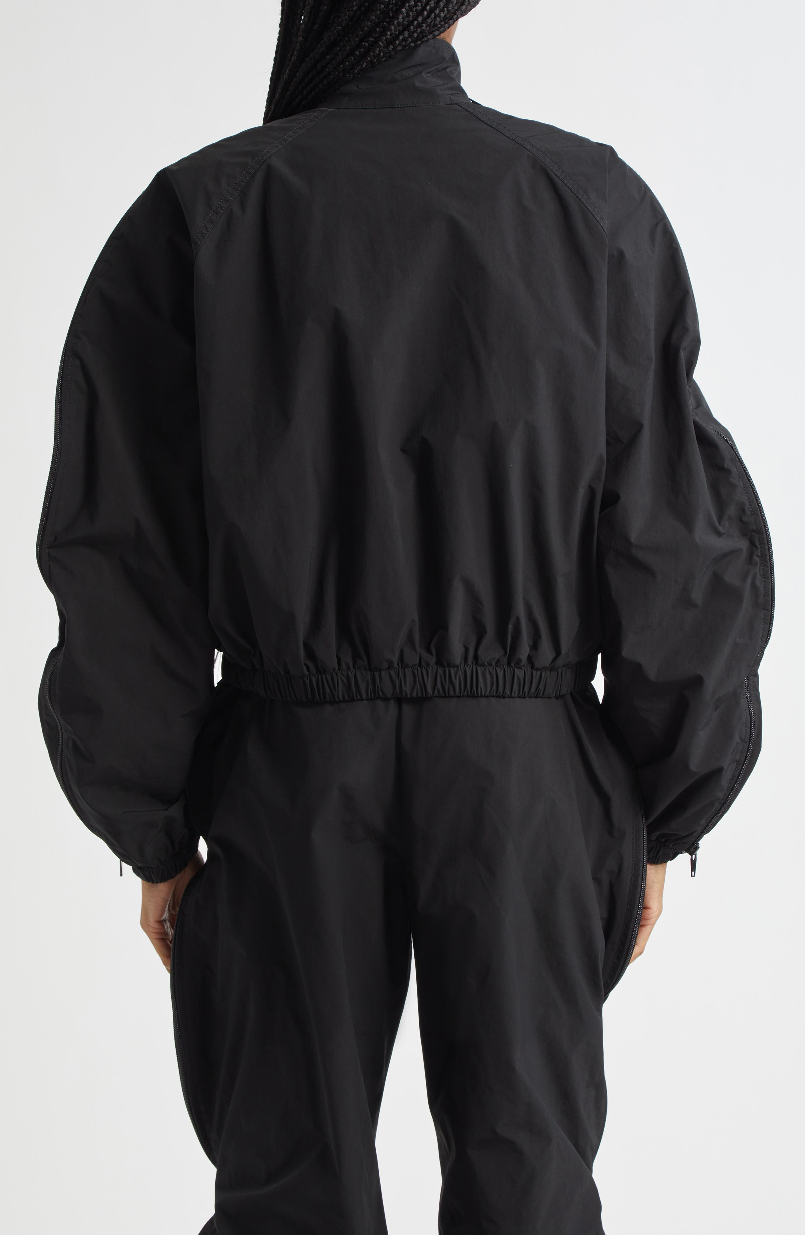 Alexander Wang Zip Sleeve Oversize Crop Track Jacket in Black at Nordstrom - 3