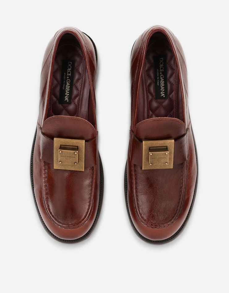 Mino calfskin loafers with branded plate - 4