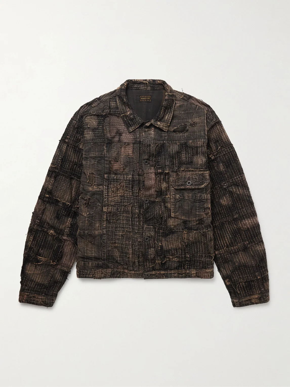 Boro Distressed Patchwork Cotton and Linen-Blend Jacket - 1