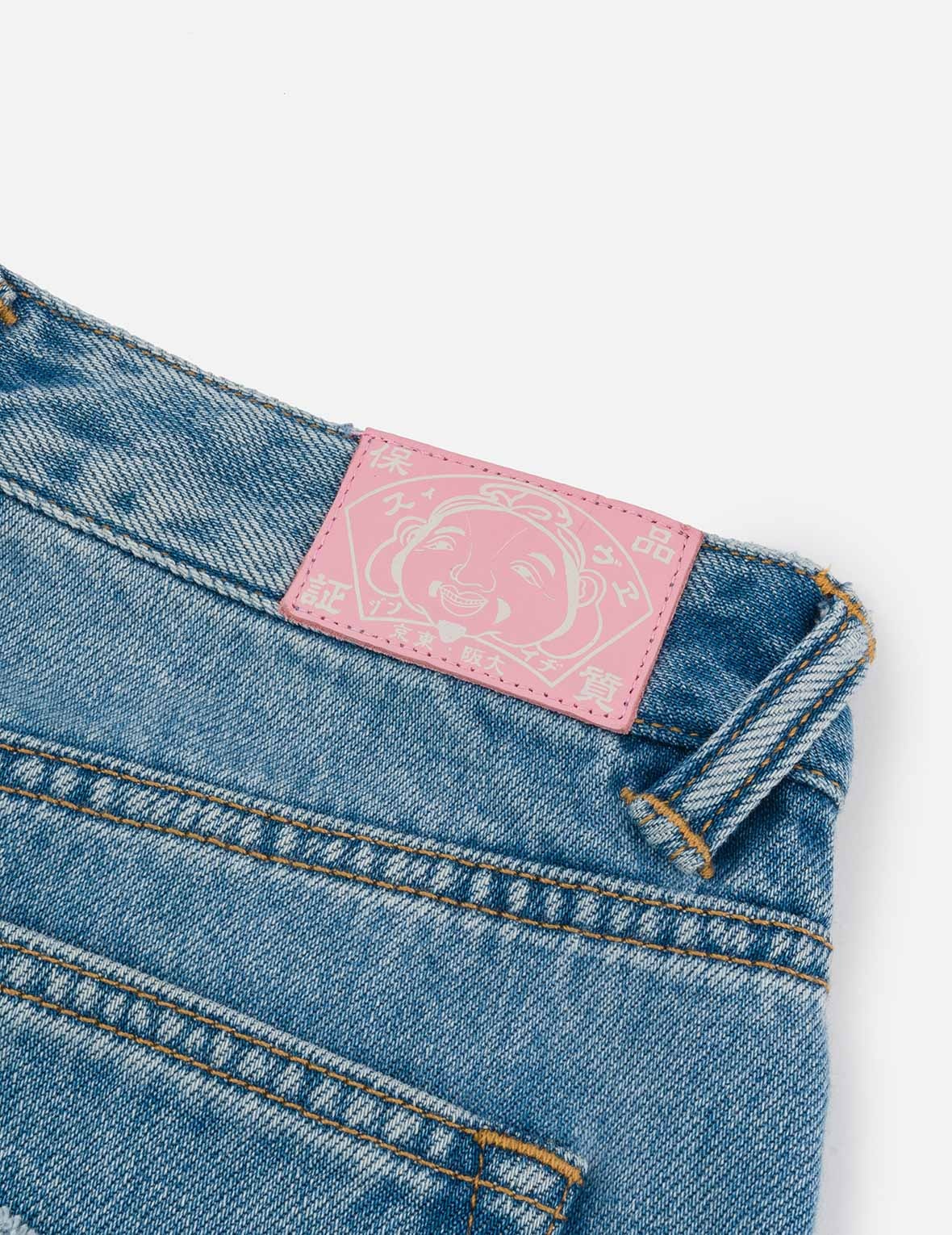 Deconstructed Inserted Seagull Embroidery Fashion Fit Denim Cargo Skirt - 10