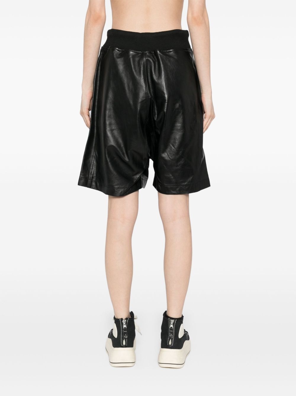 crossover leather shorts - 4