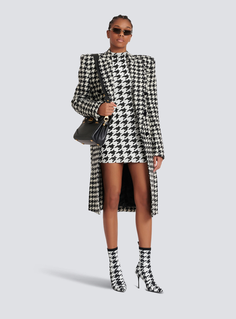 Balmain Short houndstooth print velvet dress outlook
