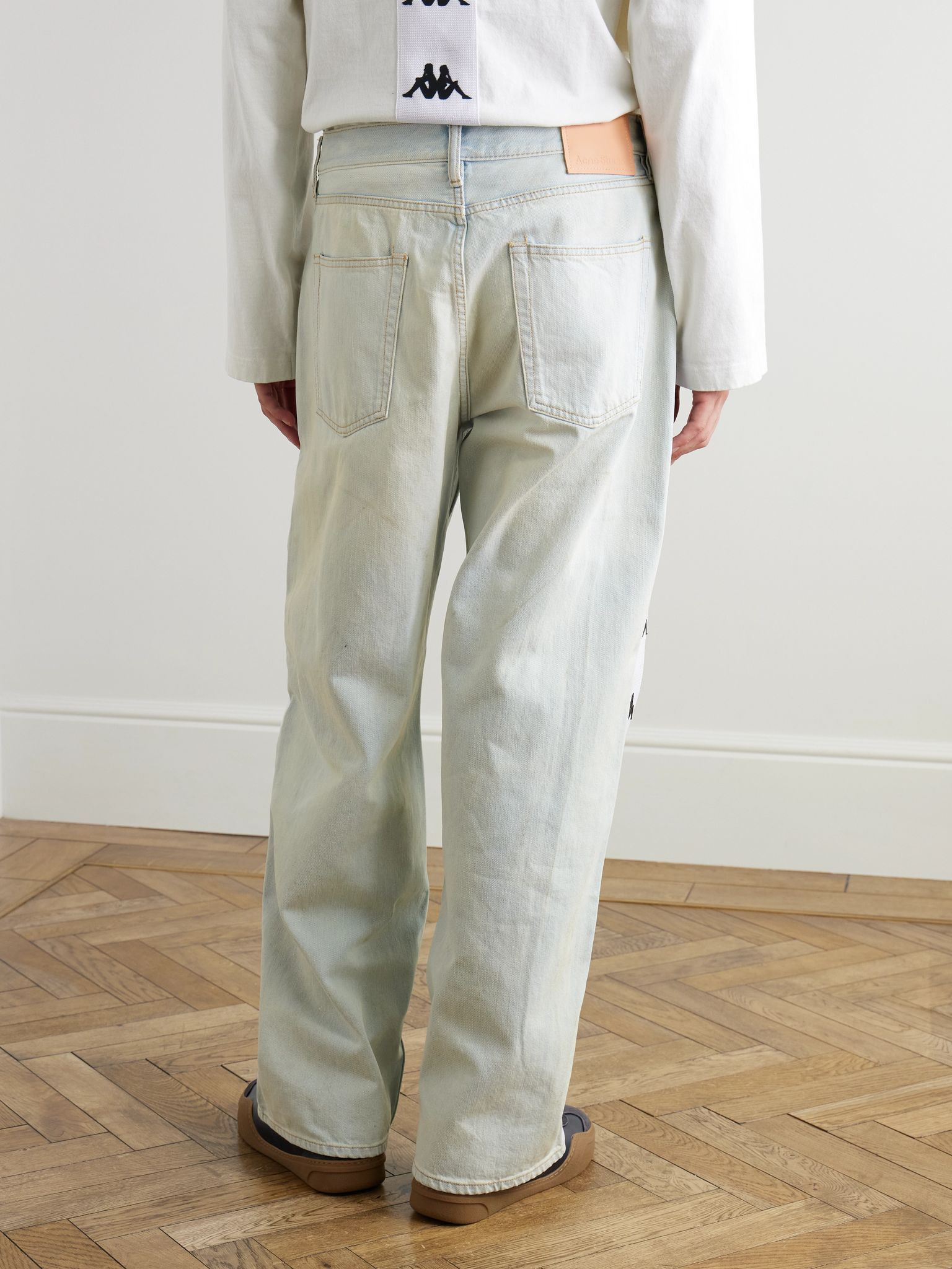+ Kappa Straight-Leg Webbing-Trimmed Jeans Blue - 4
