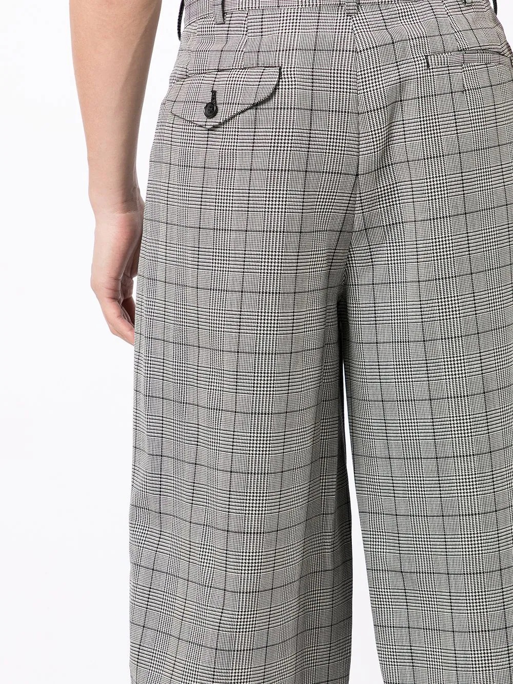 pleated check-pattern wide-leg trousers - 5