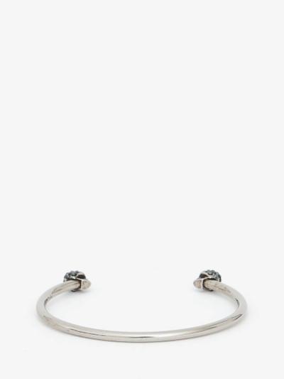 Alexander McQueen Thin Twin Skull Bracelet in Silver outlook