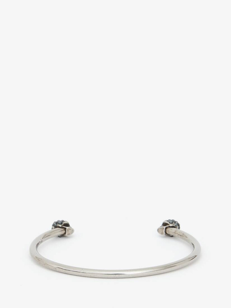 Alexander McQueen Thin Twin Skull Bracelet in Silver outlook