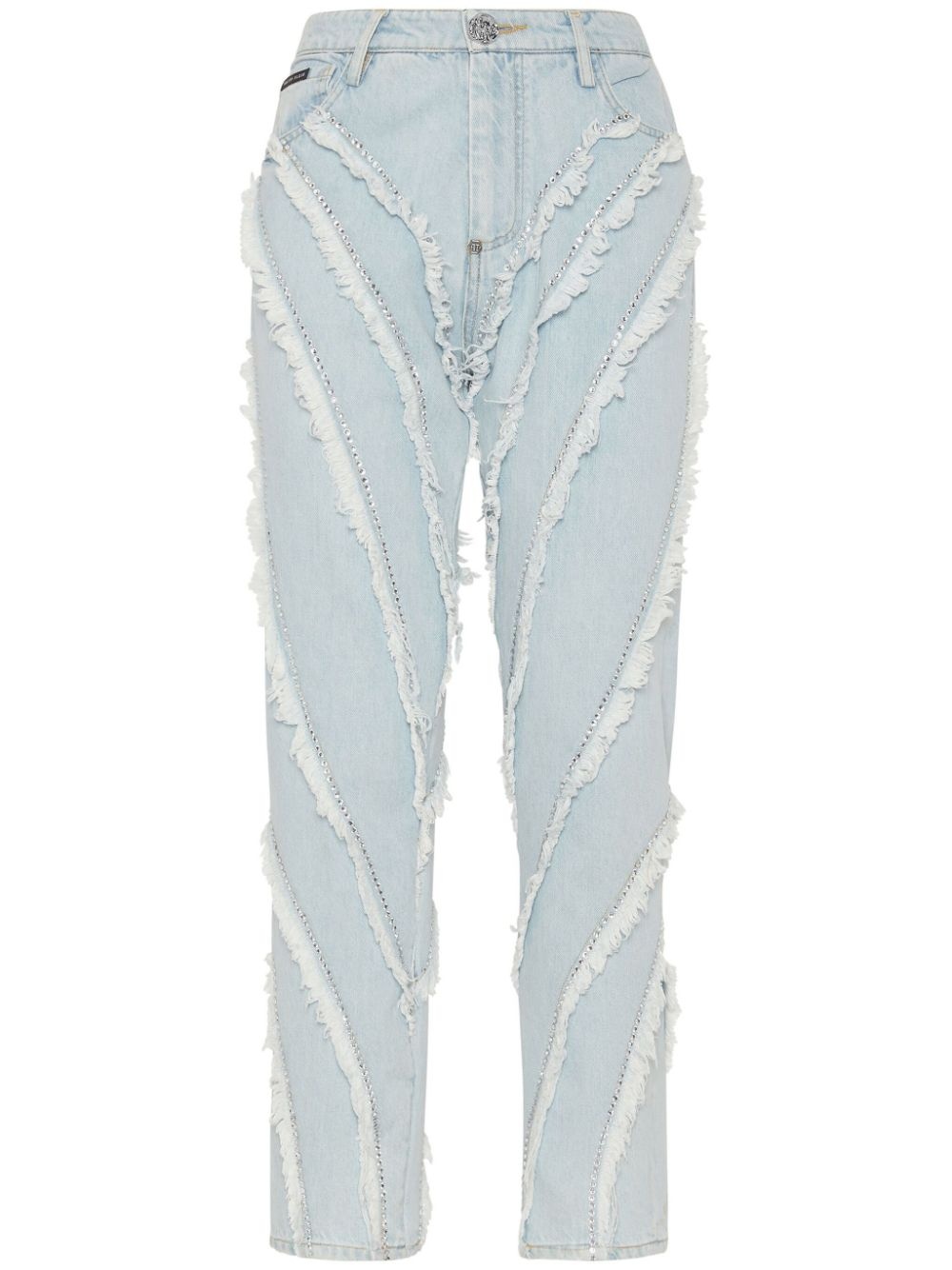 distressed rhinestone-embellished jeans - 1