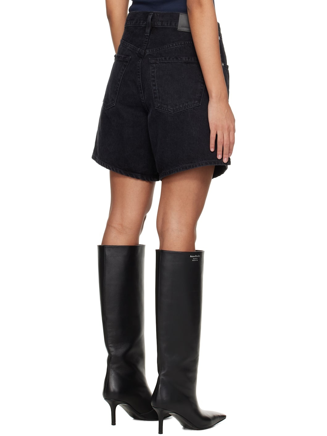 Black Brynn Drawstring Denim Shorts - 3