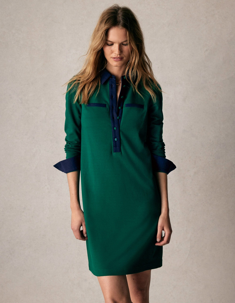 Georgina Ponte Dress-Green and Navy 6